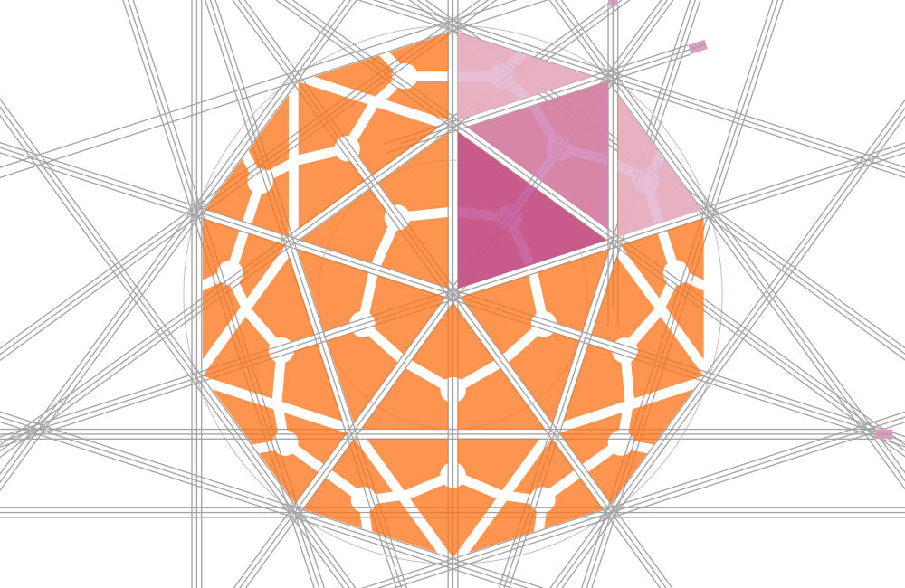 element, watch face, wuxing, pentagon, polyhedron, triangular, geodesic dome, bionics, quasicrystal